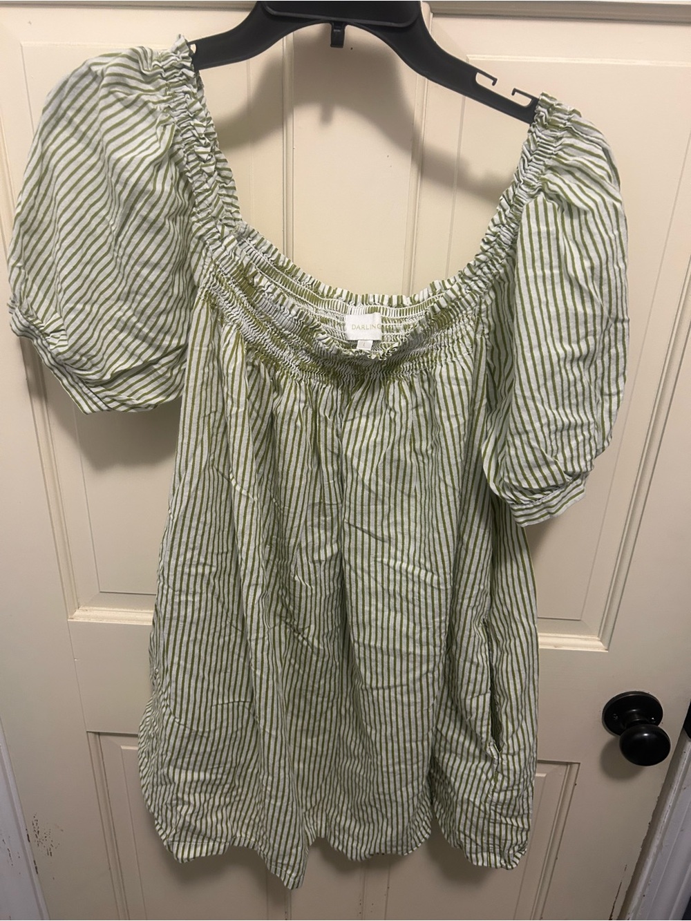 Darling Brand Striped Puff-Sleeve Top and Shorts Set in Light Green Lounge Set - Picture 5 of 6